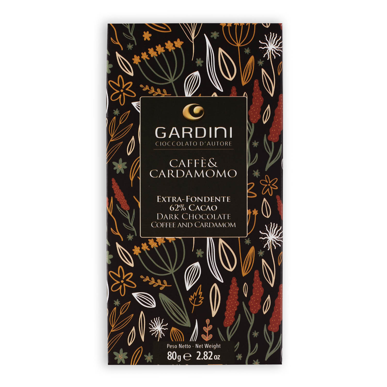 EXTRA DARK CHOCOLATE BAR 62% COCOA WITH COFFEE AND CARDAMOM - Gardini ...